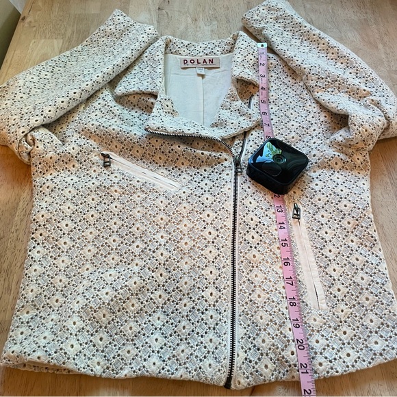 DOLAN Anthropologie Ivory Blue Eyelet Ross MOTO Cotton Jacket! Excellent. Medium - Picture 14 of 15